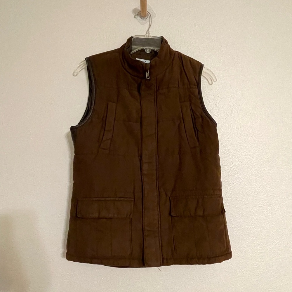 Class Club Chocolate Brown Faux Suede and Leather Trim Boys Vest